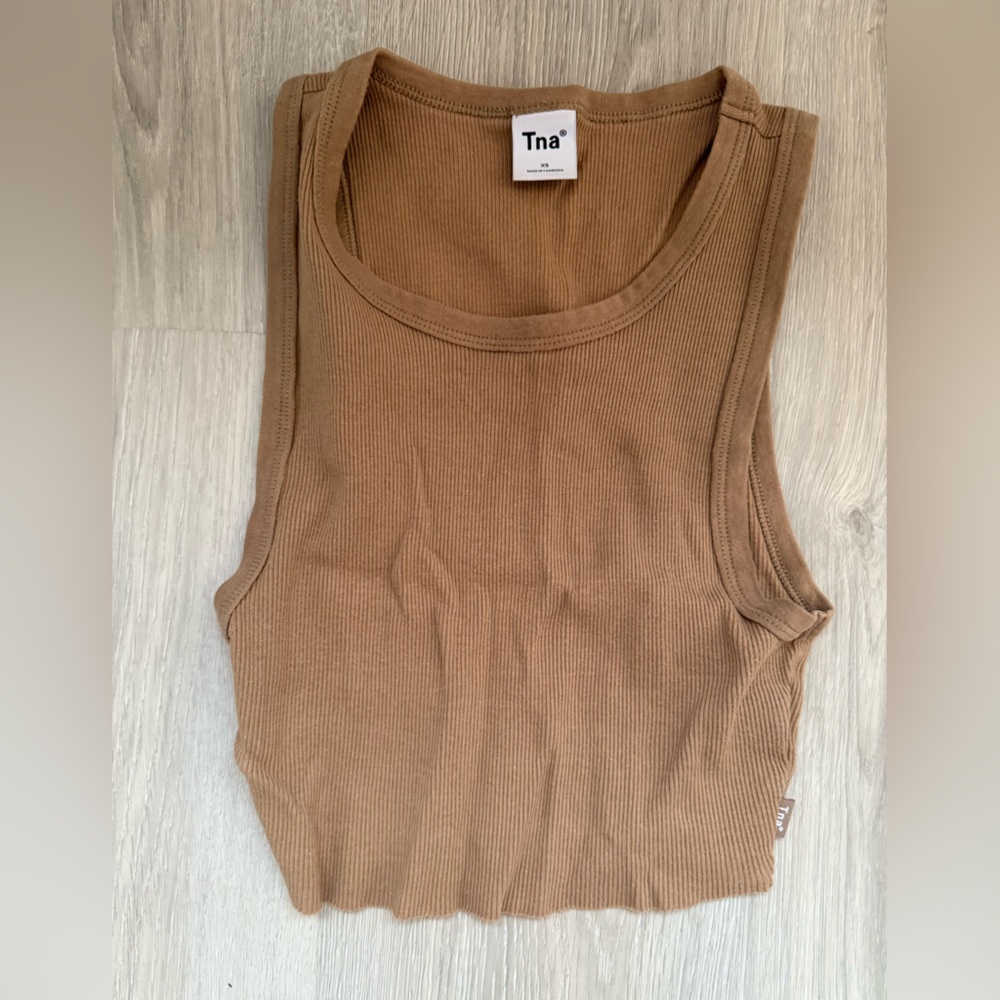 TNA Tan Ribbed Cropped Tank